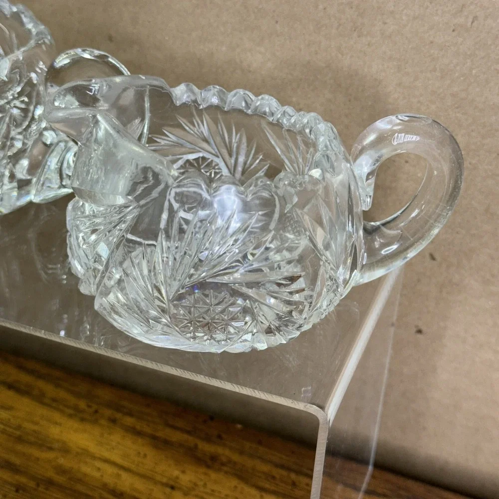Antique American‎ Brilliant Glass Creamer & Sugar ABP EAPG